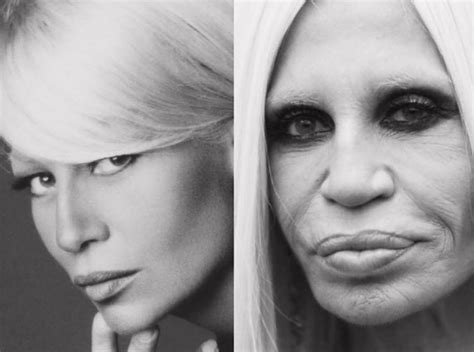 braccia raggrinzite di donatella versace|donatella versace in black.